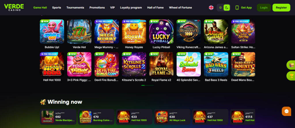 Verde Casino, conditions page of the offer
